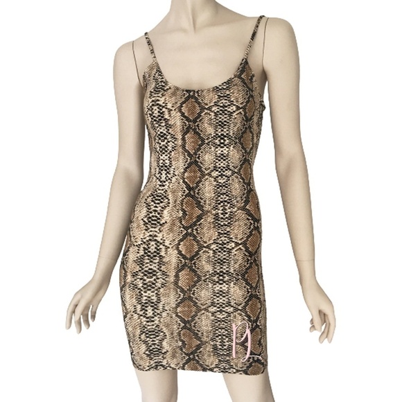 Hera Collection Snakeskin Print Bodycon Bandaid Mini Slip Dress - Picture 3 of 12